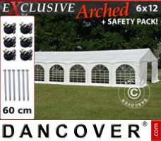 Bryllupstelt Exclusive 6x12m PVC, "Arched", Hvid